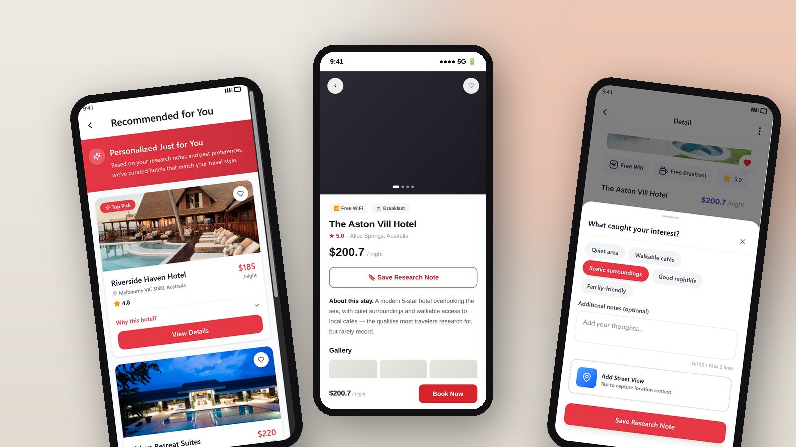 MakeMyTrip · StaySense digital product screens