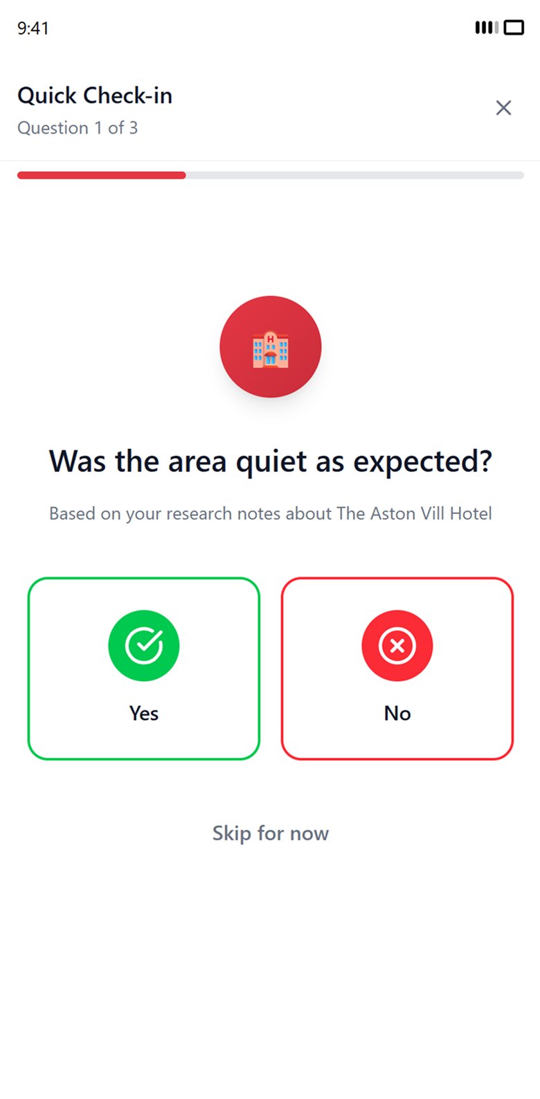 StaySense app screen