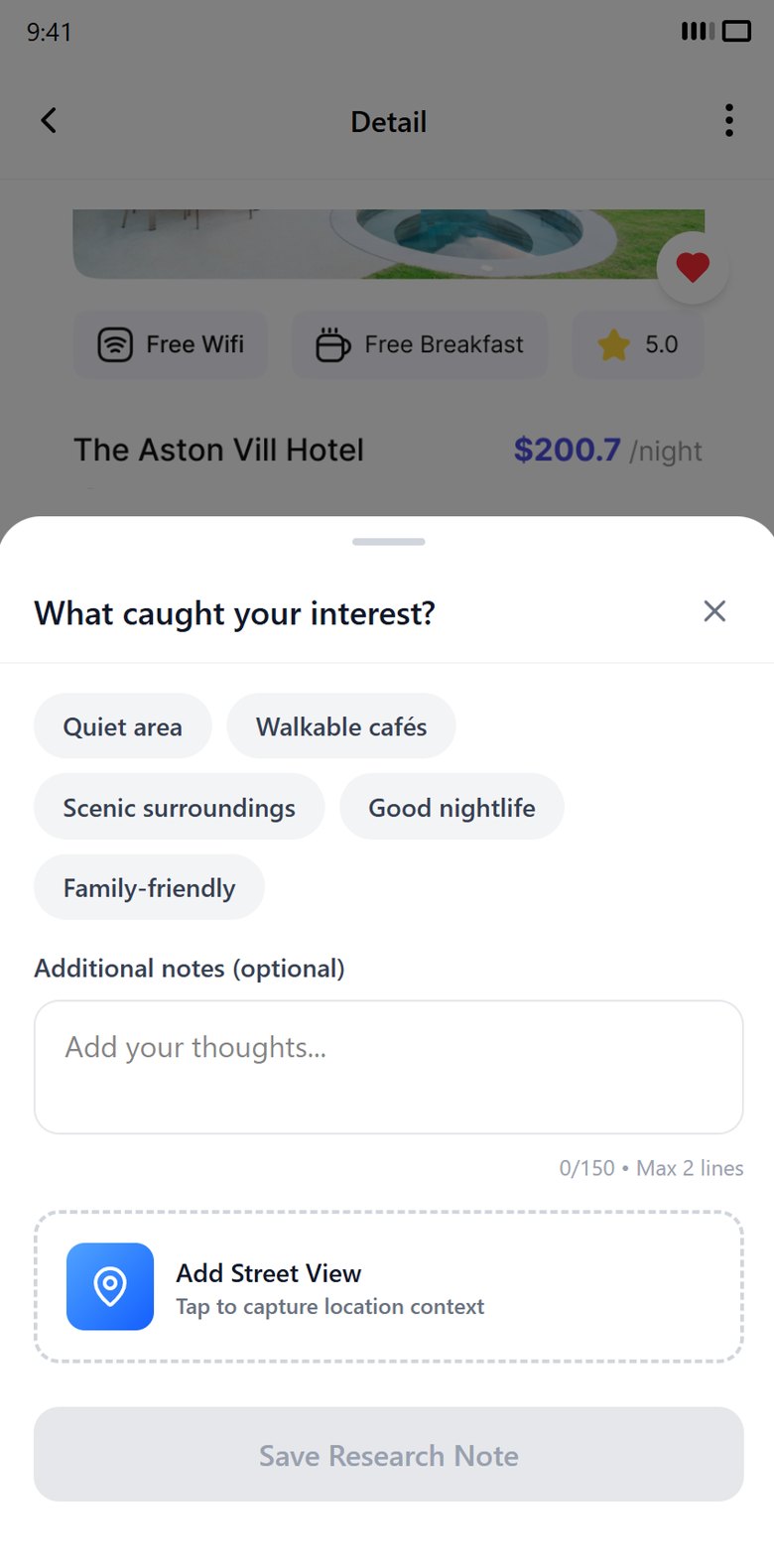 StaySense app screen