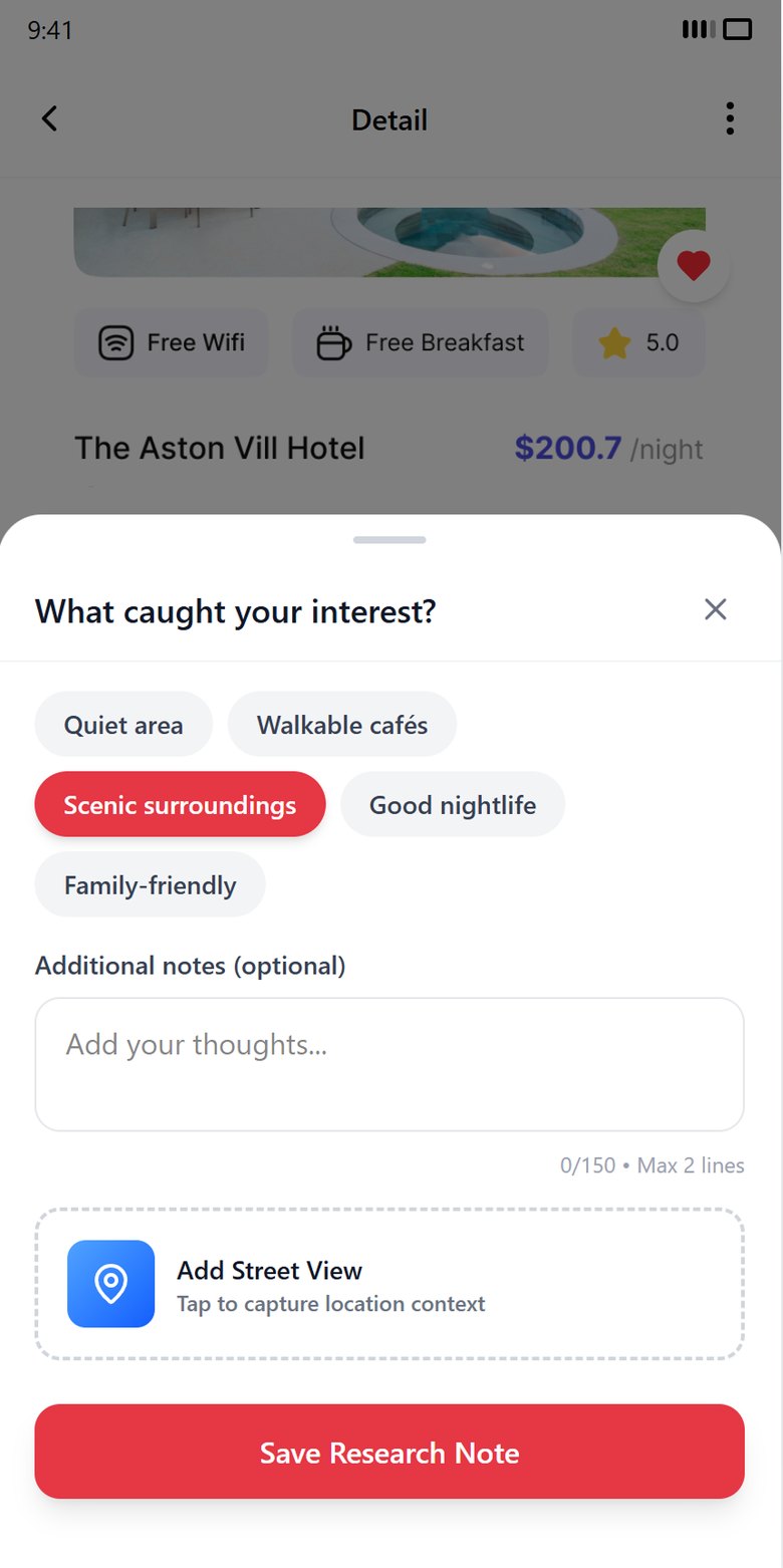 StaySense app screen