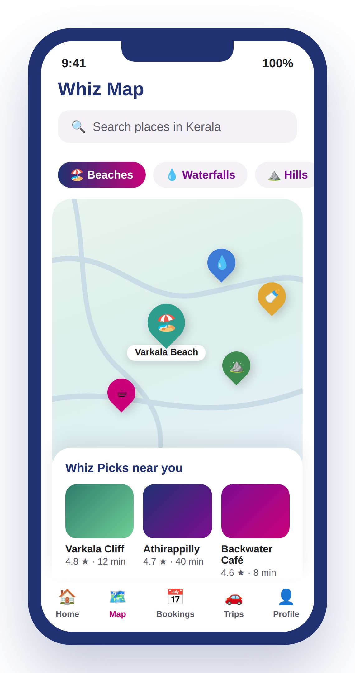 Whiz Map screen